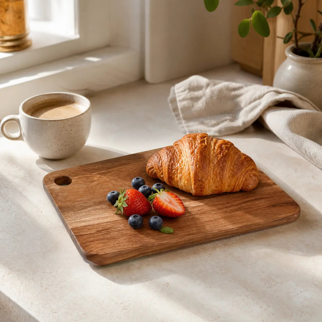 Skärbräda i teakträ för frukt & grönsaker