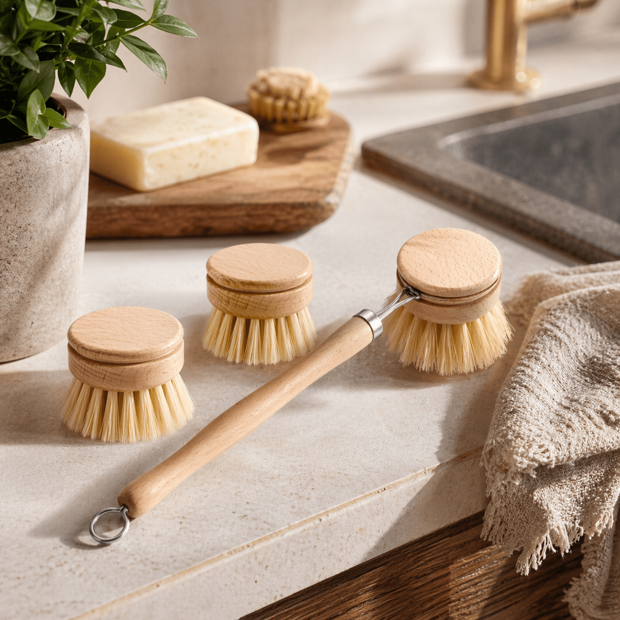 Diskborste i trä (2 huvuden) i Köksredskap – hållbart alternativ från HållbarHem. Alla rättigheter förbehållna