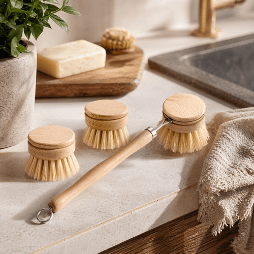 Diskborste i trä (2 huvuden) i Köksredskap – hållbart alternativ från HållbarHem. Alla rättigheter förbehållna