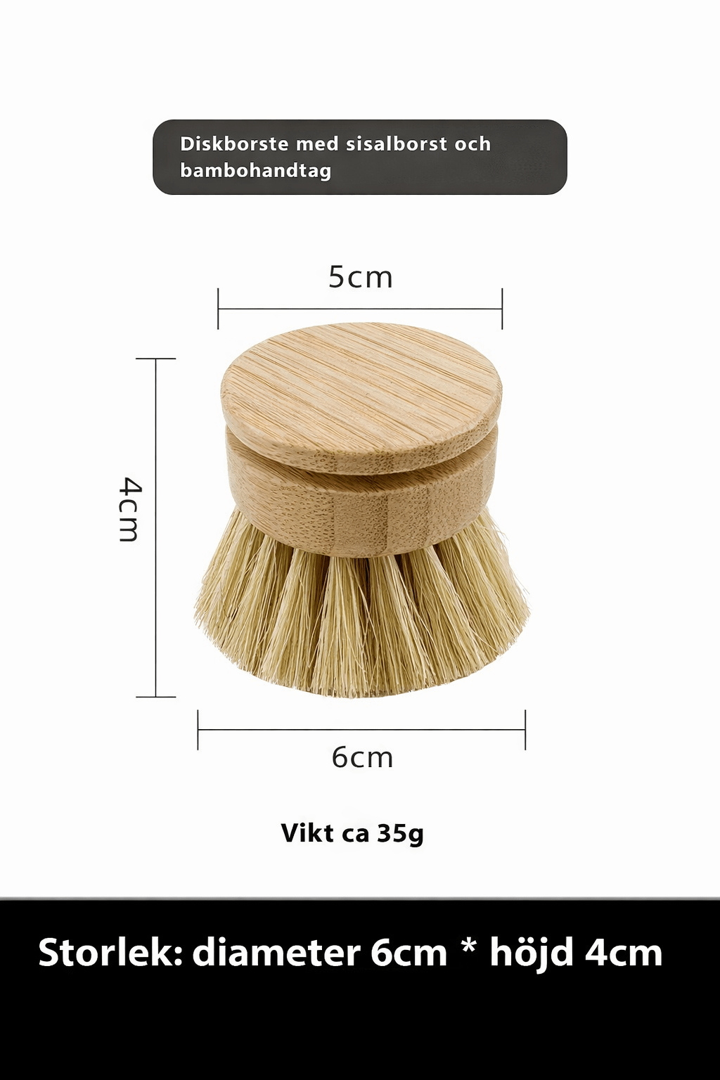 Diskborste i trä med utbytbart huvud i Köksredskap – hållbart alternativ från HållbarHem