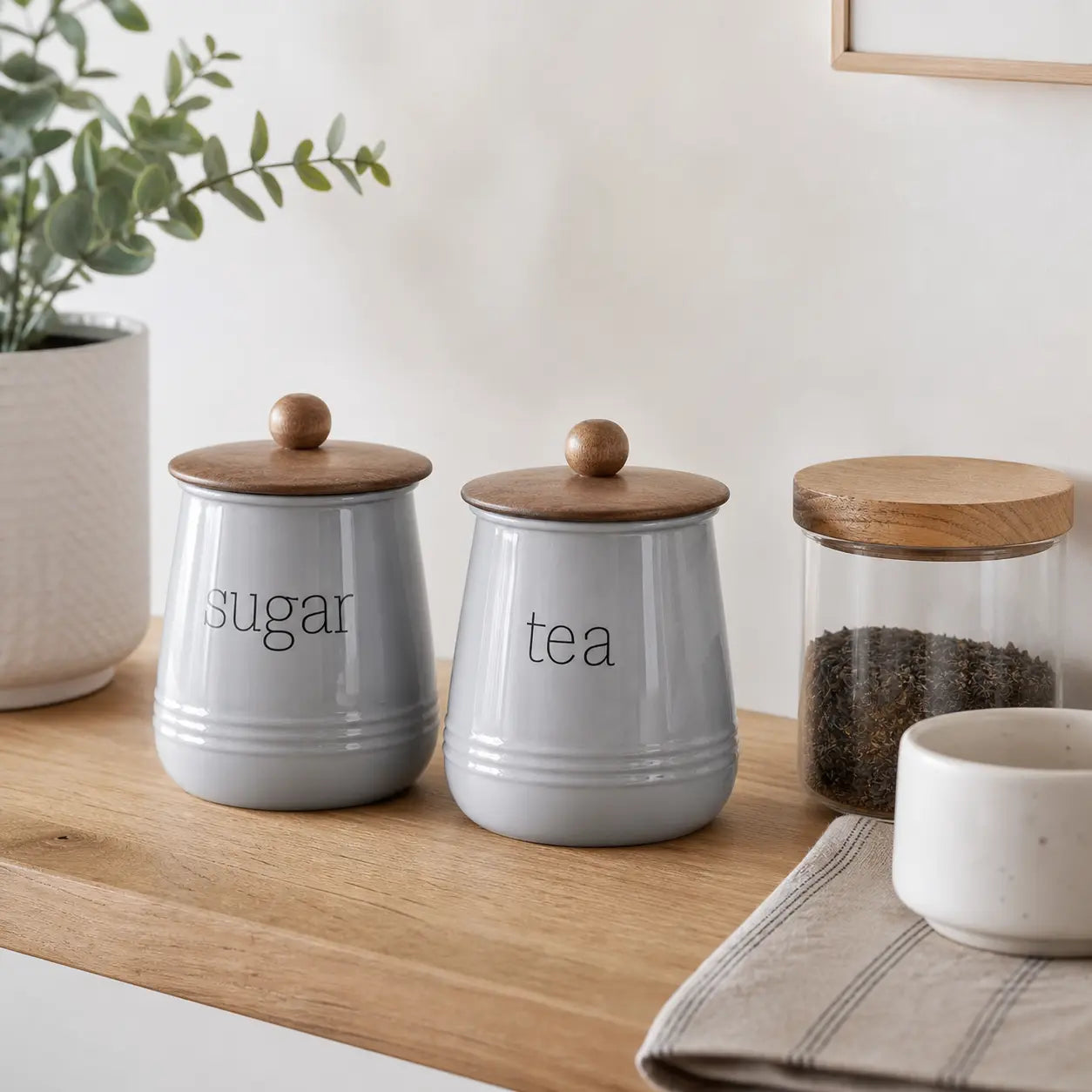 Förvaringsburkar för te och socker – 2 - pack grå i Förvaring – hållbart alternativ från HållbarHem. Alla rättigheter förbehållna