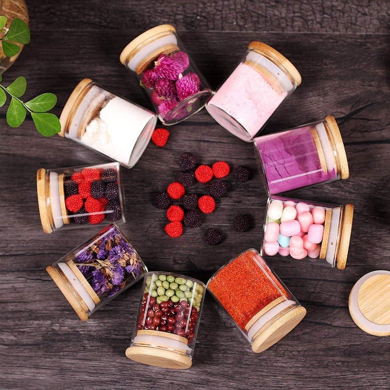 Glasburkar med bambulock – kryddset 12 burkar i Förvaring – hållbart alternativ från HållbarHem