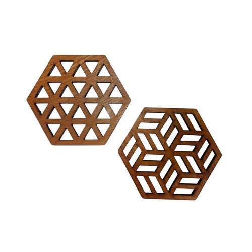 Glasunderlägg i teak – handgjorda (set 2 eller 4) i Servering – hållbart alternativ från HållbarHem