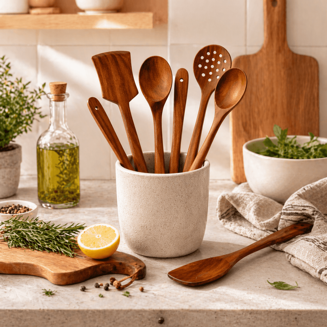 Köksredskap i trä (7 - delar) i Köksredskap – hållbart alternativ från HållbarHem. Alla rättigheter förbehållna