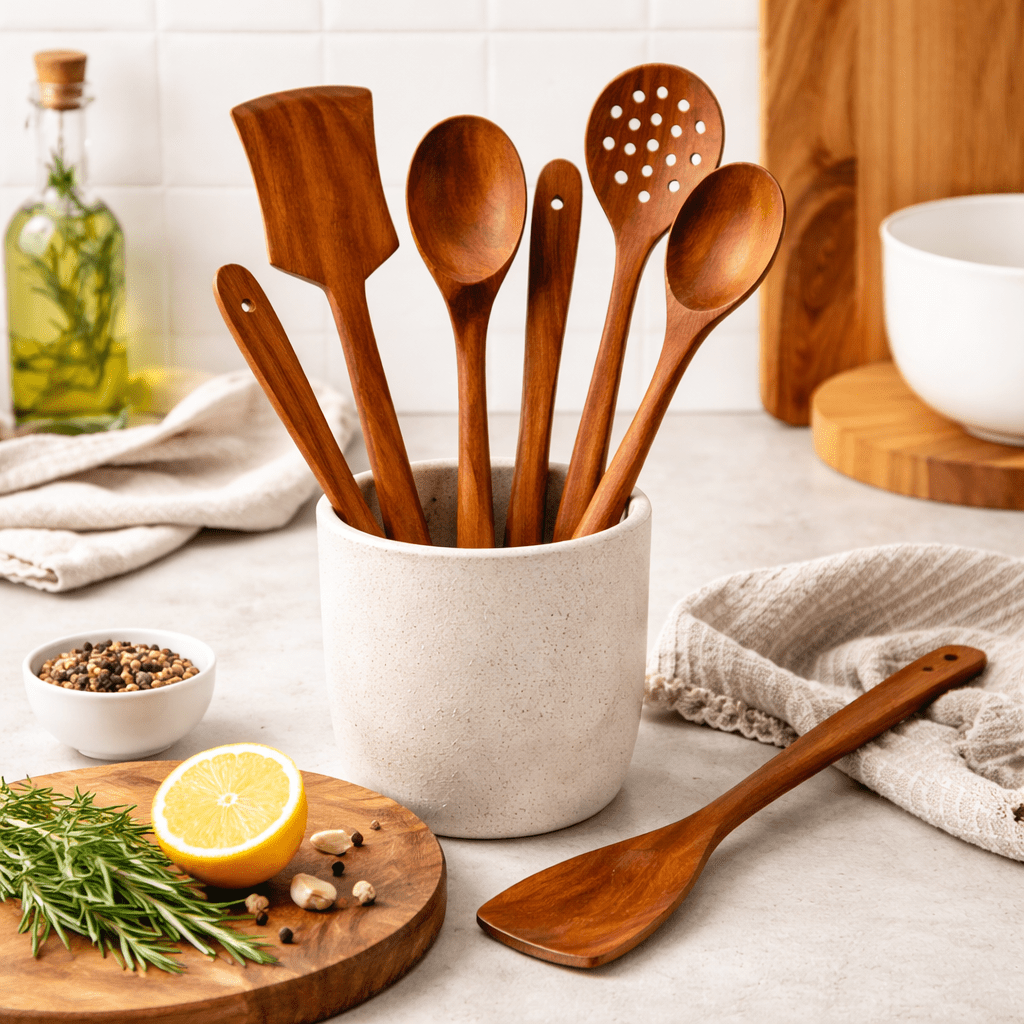 Köksredskap i trä (7 - delar) i Köksredskap – hållbart alternativ från HållbarHem. Alla rättigheter förbehållna