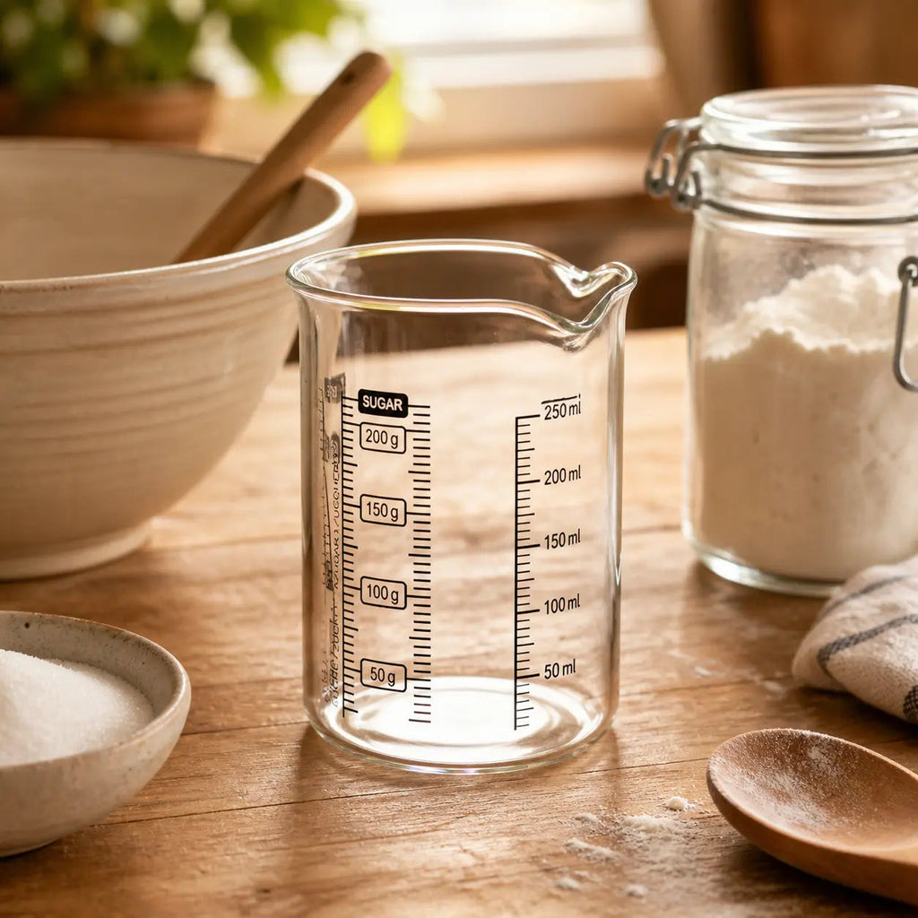 Mätglas i glas – transparent måttbägare i Köksredskap – hållbart alternativ från HållbarHem. Alla rättigheter förbehållna