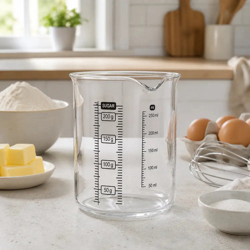 Mätglas i glas – transparent måttbägare i Köksredskap – hållbart alternativ från HållbarHem. Alla rättigheter förbehållna