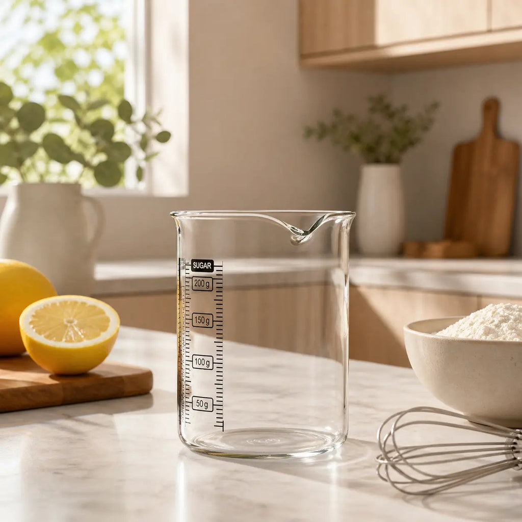 Mätglas i glas – transparent måttbägare i Köksredskap – hållbart alternativ från HållbarHem. Alla rättigheter förbehållna
