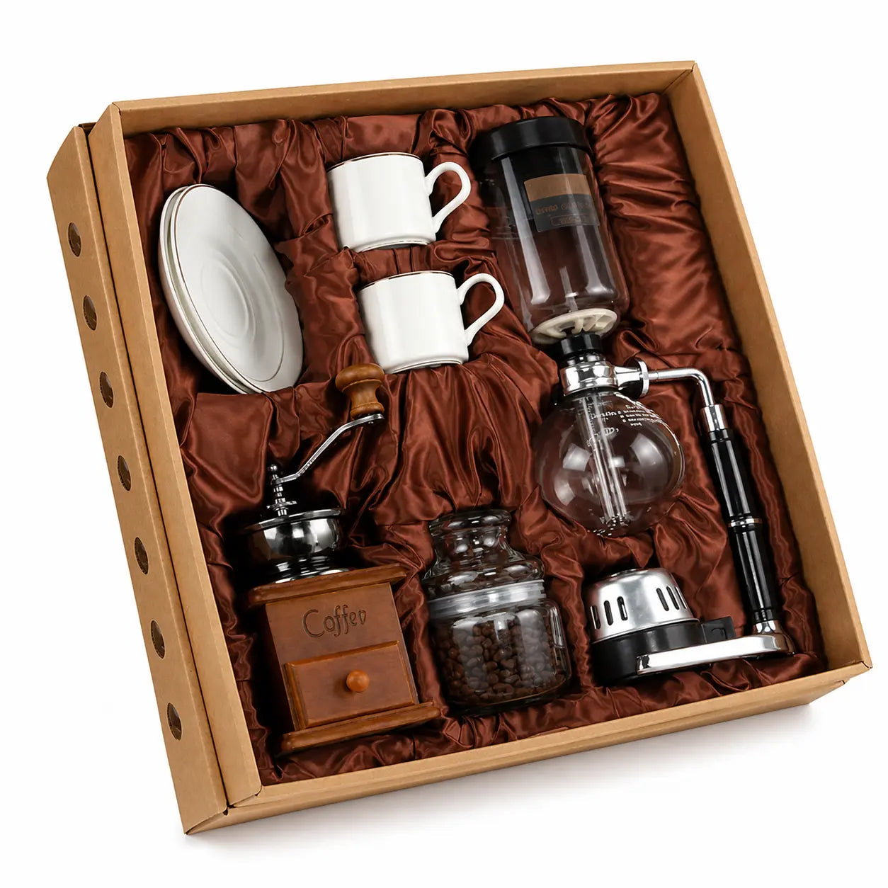 Retro kaffeset med handkvarn och siphonbryggare i Köksredskap – hållbart alternativ från HållbarHem. Alla rättigheter förbehållna