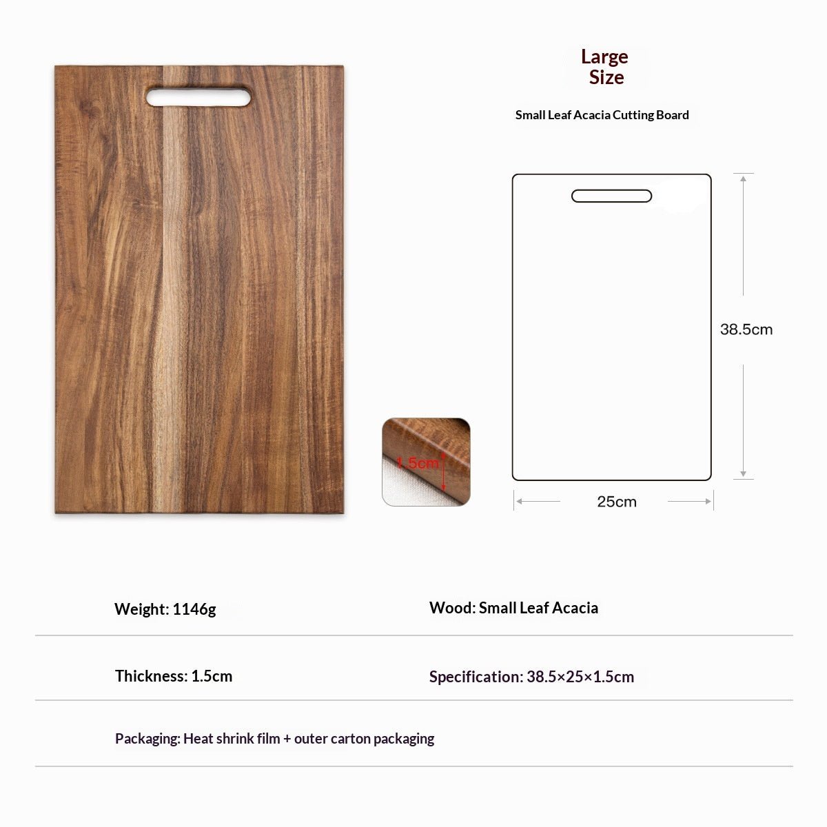 Skärbräda i akaciaträ – stilren & fyrkantig design i Köksredskap – hållbart alternativ från HållbarHem