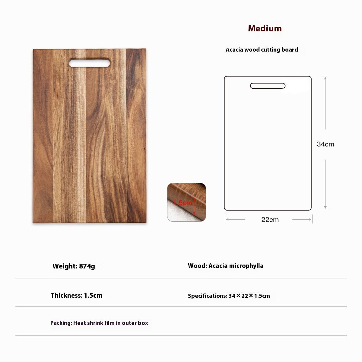 Skärbräda i akaciaträ – stilren & fyrkantig design i Köksredskap – hållbart alternativ från HållbarHem