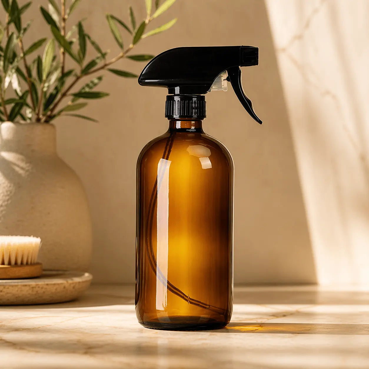 Sprayflaska i glas – amber med minimalistisk design i Förvaring – hållbart alternativ från HållbarHem.