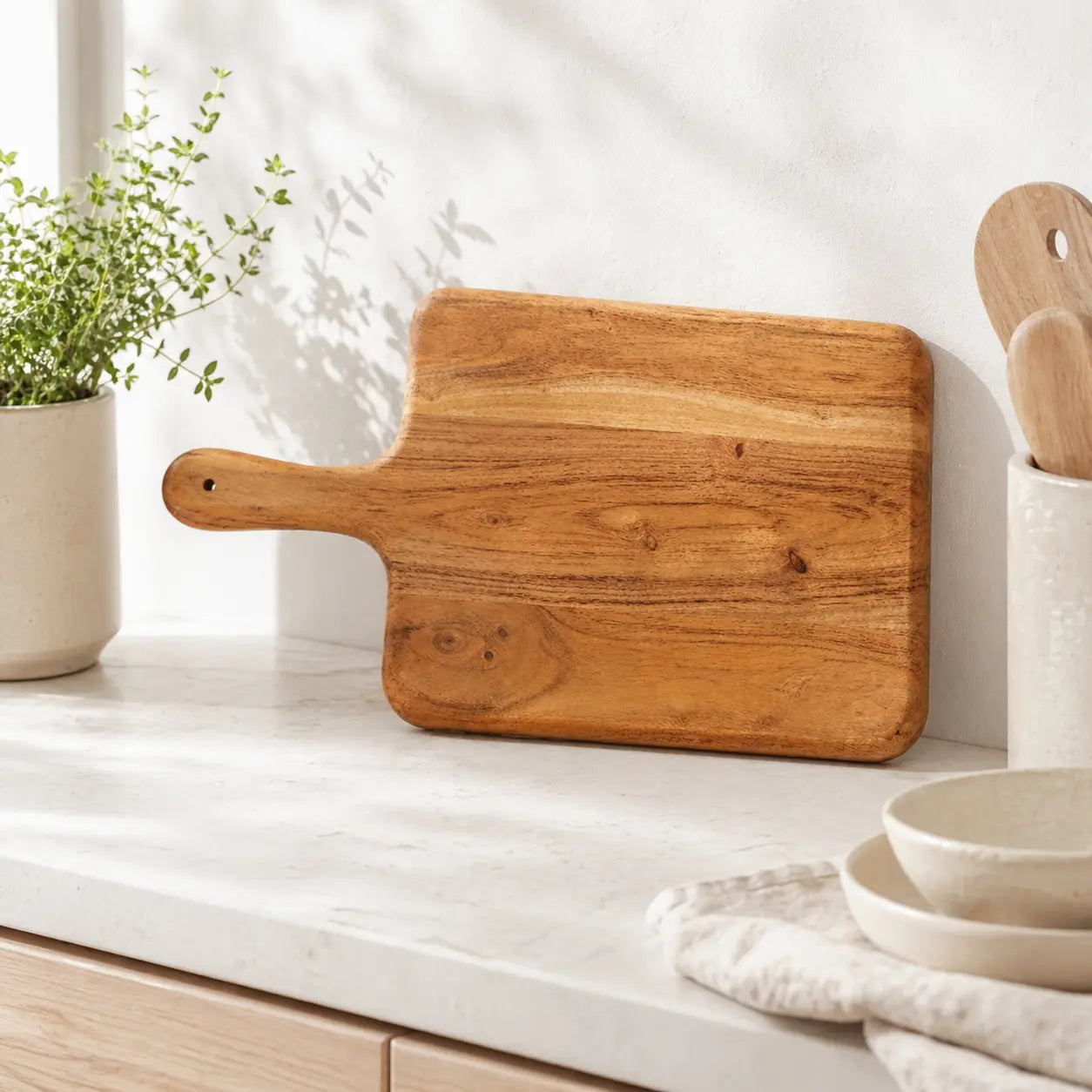 Stor skärbräda i acaciaträ – 42 × 23 cm i Köksredskap – hållbart alternativ från HållbarHem. Alla rättigheter förbehållna